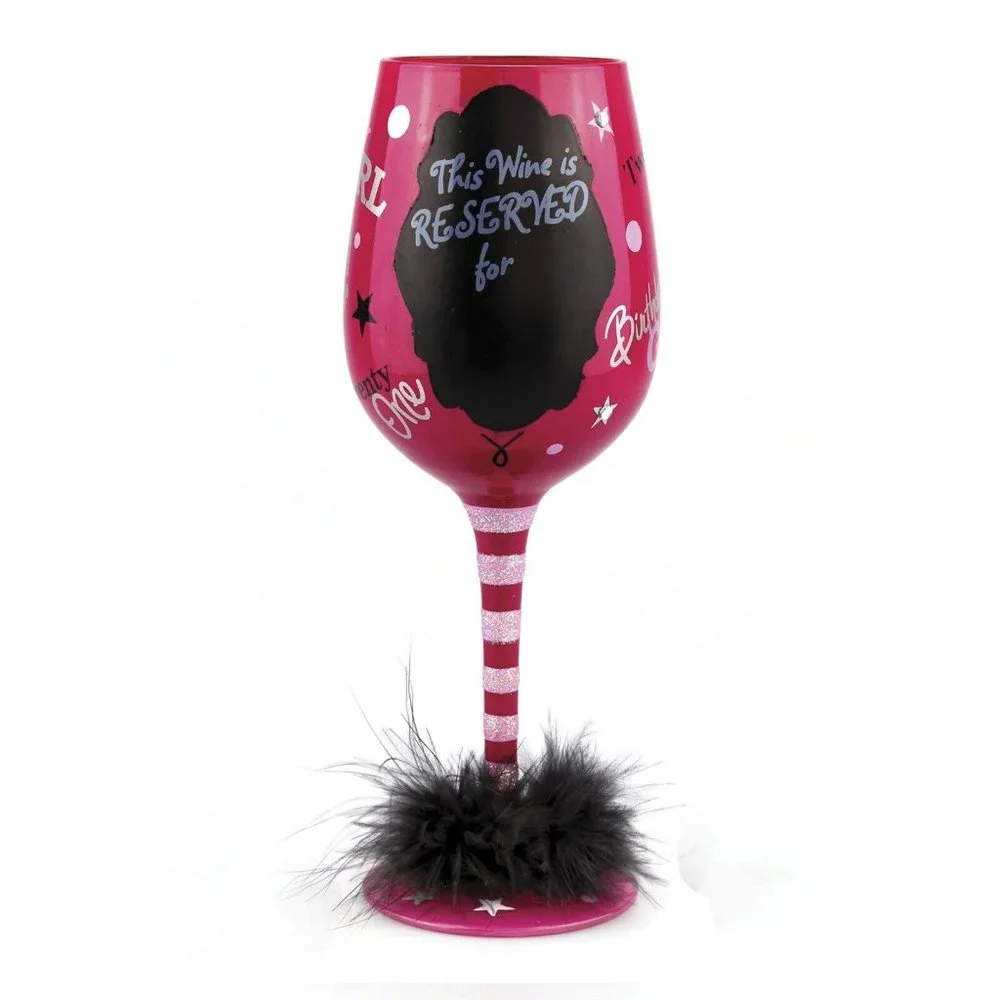 Top Shelf 21st Birthday Girl Wine Glass